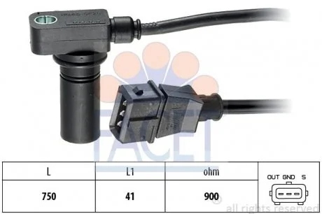 Датчик обертів коленвала Audi 100/80/A4/A6 2.0-4.2 (5-97) Facet FACET 9.0066