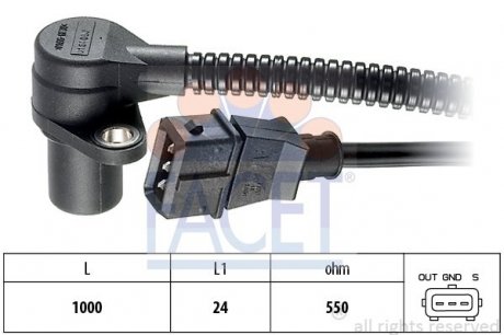 Датчик оборотов коленвала Opel Vectra b 2.0 i (95-02) FACET 9.0164