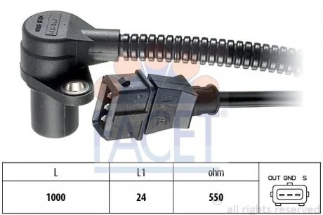 Датчик обертів коленвала Opel Vectra B 2.0 i (95-02)  Facet FACET 9.0164