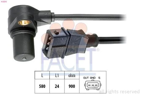 Датчик оборотов коленвала VW PASSAT 2.8 96-02 FACET 9.0215
