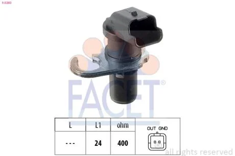 Датчик обертів коленвала Citroen Jumper/SCUDO/Peugeot 206, 307, 406 1.8-2.2D (98-)  Facet FACET 9.0260