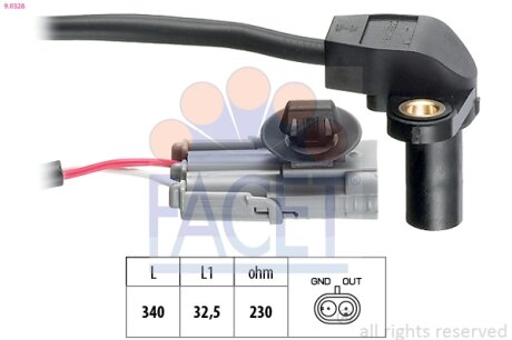 Датчик обертів коленвала Renault Laguna II (03-), Megane II (03-) 2.0 16V (9.0328) FACET 90328