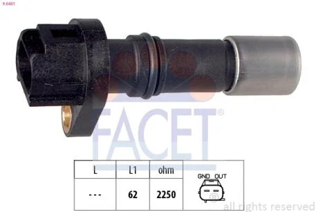 Датчик оборотов коленвала Citroen C1 1.0 (05-)  FACET 9.0461
