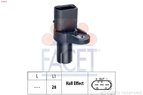 Датчик оборотов коленвала Bmw X1 sdrive 18 i (10-15) FACET 9.0473