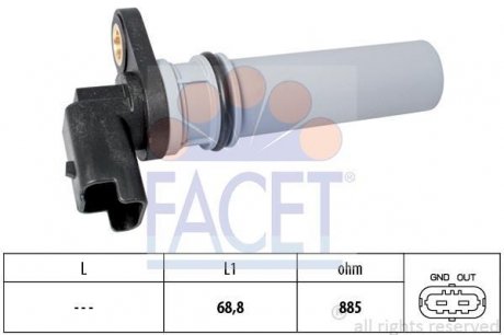 Датчик оборотов коленвала Fiat Bravo van 1.6 d multijet (08-14) FACET 9.0537 (фото 1)
