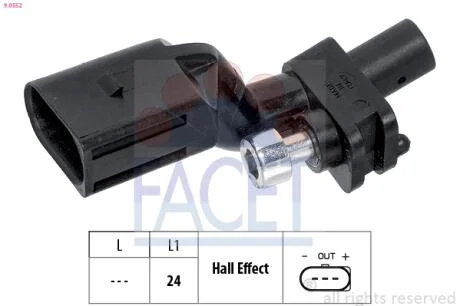 Датчик обертів коленвала Octavia/VW Crafter/Golf/Jetta/Passat/Touran 1.4-3.2 02-13 Facet FACET 9.0552