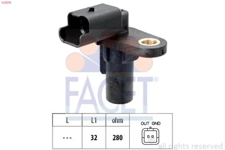 Датчик оборотов коленвала aro/ Renault Laguna II/Megane III 1.4-1.9dCi-2.0 01-  FACET 9.0579