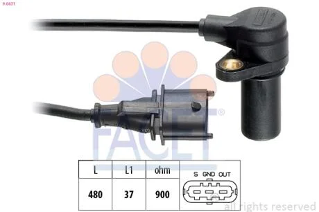 Датчик обертів коленвала Fiat PUNTO,BRAVA,BRAVO/Lancia KAPPA 1.9D/2.4D (96-) FACET 9.0631