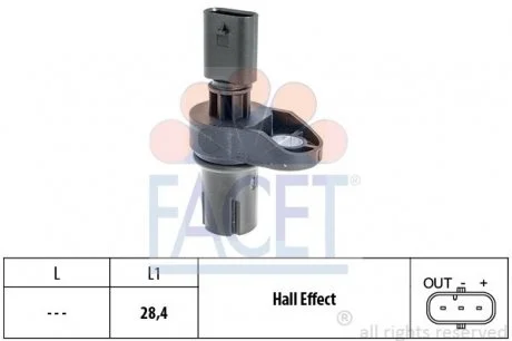 Датчик оборотов коленвала валу BMW 1/2/3/4/5/6/7/X1/X3/X4/X5/X6 1.6-3.0 d 03->  FACET 9.0757
