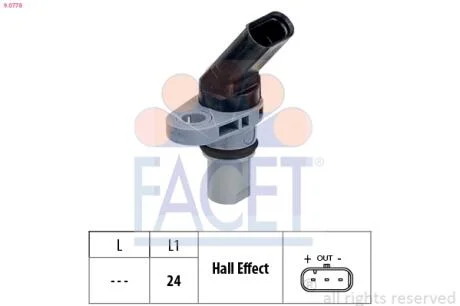 Датчик обертів коленвала Fabia 14-/Octavia 06-/Caddy 10-/Golf/Passat 11- Facet FACET 9.0778