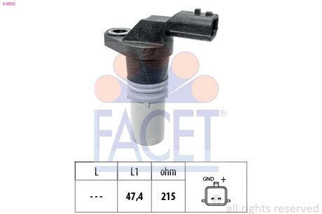 Датчик оборотов распредвала Renault Logan II (16-) 1.0 Sce 75 (9.0835) FACET 90835