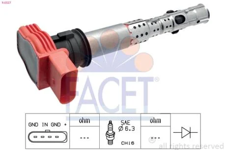 Котушка запалення Audi A4/A5/A6/A7/A8/Q5/Q7 / VW Touareg 2.0-5.2 i/FSI/TFSI (02-) FACET 9.6327