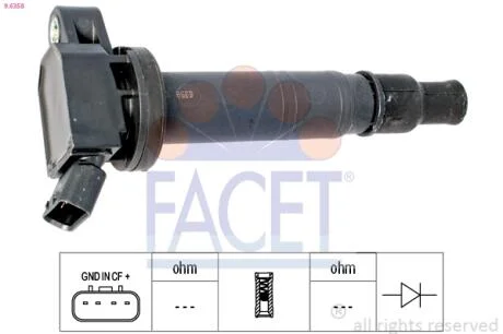 Котушка запалення Avensis/Camry 2.0-2.4i 00- Facet FACET 9.6358