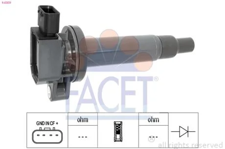 Катушка зажигания Toyota Prius 1.5 (nhw2_) (03-09)  FACET 9.6359