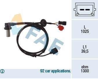 Датчик швидкості обертання колеса FAE 78063