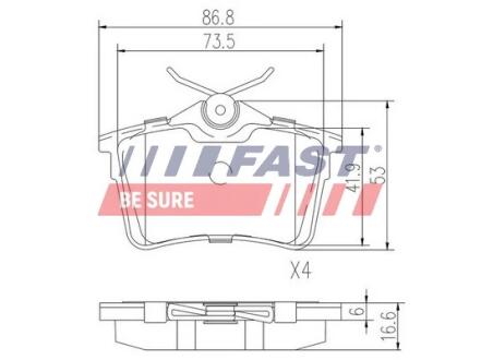 КОЛОДКИ ГАЛЬМІВНІ CITROEN BERLINGO 08> ЗАД БЕЗ ДАТЧИКА FAST FT29515