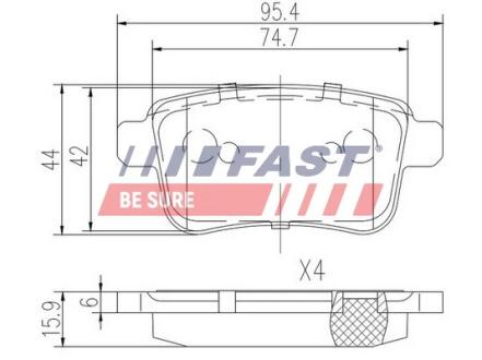 КОЛОДКИ ГАЛЬМІВНІ RENAULT KANGOO II 08> ЗАД БЕЗ ДАТЧИКА FAST FT29528