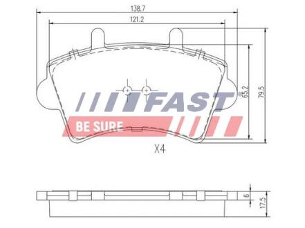 КОЛОДКИ ГАЛЬМІВНІ RENAULT MASTER II 98> ПЕРЕД БЕЗ ДАТЧИКА 03> FAST FT29540