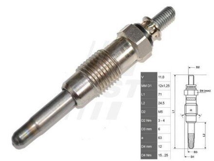 Свічка розжарювання FAST FT82710