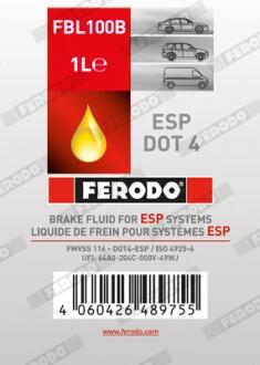 Гальмівна рідина гідравлічна (DOT 4 ESP) 1л FERODO FBL100B