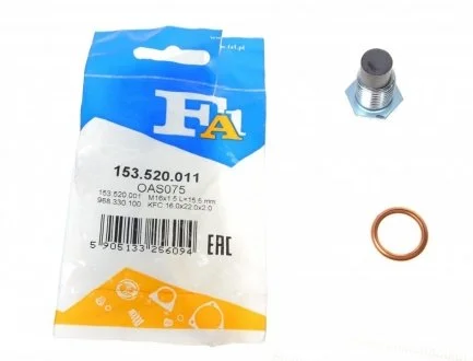 Пробка масляного поддона M16x1.5 L=15,5(вир-во Fischer) Fischer Automotive One (FA1) 153.520.011