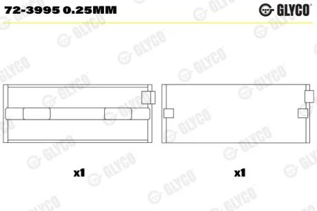 Комплект вкладишів двигуна Glyco 72-3995 0.25MM