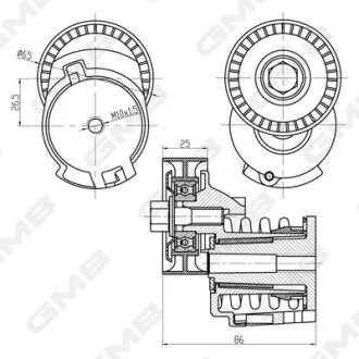 Ролік натяжний ременя генератора Audi A1/A3/ Seat Altea/Cordoba/Ibiza/Leon/Toledo/ Skoda Fabia/Octavia/Rapid/Roomster/Superb/Yeti/ VW Caddy/EOS/Golf/Jetta/Passat/Polo/Scirocco/Tiguan/Touran  GMB GAT20970