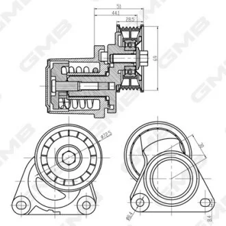 Ролик натяжной ремня генератора Mazda 3 BK/BL/ 6 GG/GH/ Ford Fiesta  G GMB GAT30320
