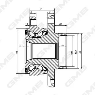 Ступиця колеса переднього Nissan Qashqai 13-/ Renault Kadjar 15/Magane 15-/Scenic 16-/Grand Scenic 16-/Koleos 17-/Talisman 13- GMB GH34890M