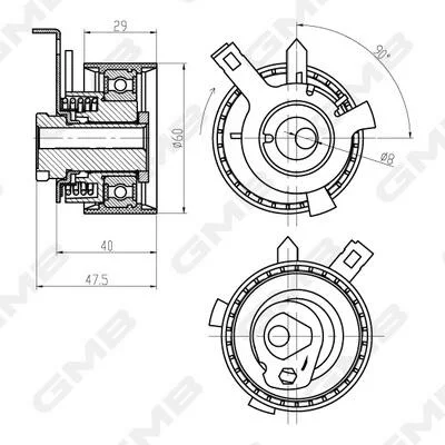 Натяжитель ремня ГРМ Ford Fiesta/Fusion/Puma (1.25/1.4/1.6 Zetec‑SE) G GMB GTB0290 (фото 1)