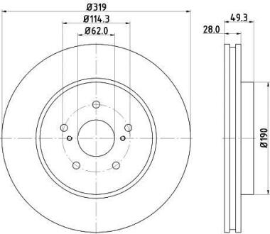 Диск гальмівний з покриттям PRO передній HELLA 8DD355114981