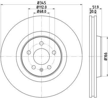 Диск гальмівний з покриттям PRO передній HELLA 8DD355117181