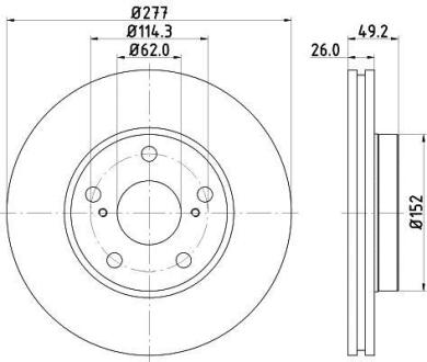 Диск гальмівний з покриттям PRO передній HELLA 8DD355119661