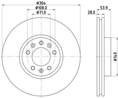Диск гальмівний з покриттям PRO передній HELLA 8DD355125411
