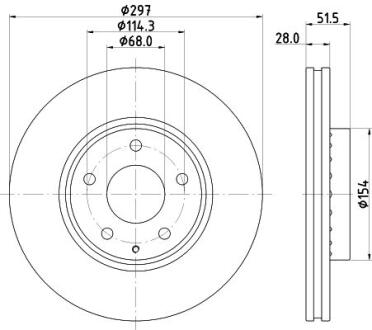 Диск гальмівний з покриттям PRO передній на Mazda CX-5 KE 2015> HELLA 8DD355126981