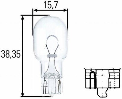 Лампа розжарювання W16W 12V W2,1x9,5 d HELLA 8GA008246001