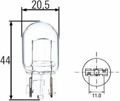 Лампа розжарювання, W21W 12V 21W W 3 x 16d HELLA 8GA008892002