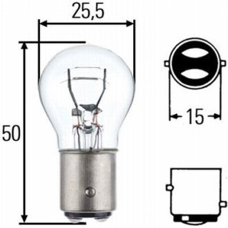 Лампа розжарювання, P21/5W 12V 21/5W BAY 15d HELLA 8GD002078121