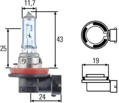 Лампа розжарювання STANDARD H8 12V 35W PGJ 191 HELLA 8GH008356121