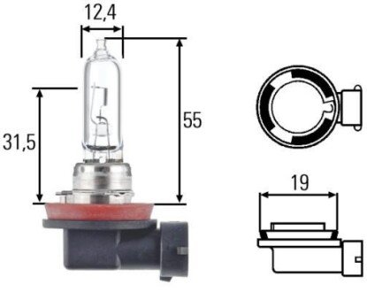 Лампа розжарювання STANDARD H9 12V 65W PGJ 195 HELLA 8GH008357001