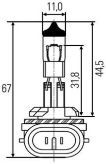 Лампа розжарювання H27W/2 12V 27W PGJ13 HELLA 8GH008991031