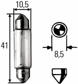 Лампа розжарювання, 12V 10W SV 8,58 HELLA 8GM002091131