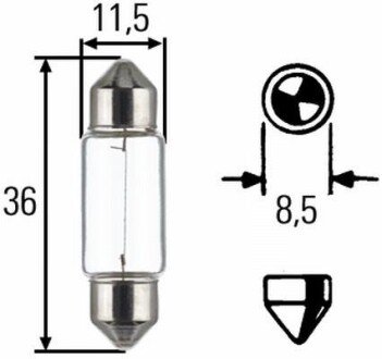 Лампа розжарювання C5W 12V 5W SV 8,58 HELLA 8GM002092121