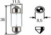 Лампа розжарювання, C5W 12V 5W SV8,5 Long Life HELLA 8GM002092171 (фото 1)