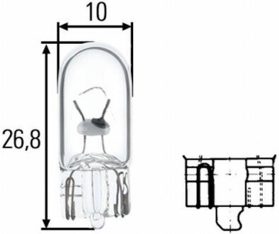 Лампа розжарювання, W5W 12V 5W W 2,1 x 9,5d HELLA 8GP003594121