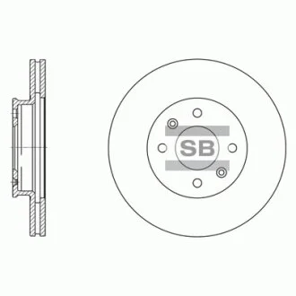 Диск тормозной (кратно 2) передний (вентилируемый) Hyundai Accent IV (D=256.0mm) Hi-Q (SANGSIN) SD1156