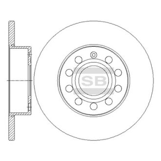 Диск тормозной (кратно 2) задний Audi A3 (06-) (D=259.8mm) Hi-Q (SANGSIN) SD5407