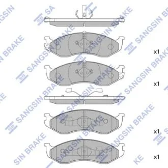 Колодки гальмівні передні Kia Carnival, Jeep Cherokee HI-Q Hi-Q (SANGSIN) SP1112