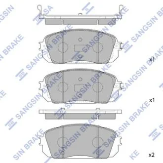 Колодки GRAND CARNIVAL 2.7/2.9 CRDi 17" 05- передние (Hi-Q) Hi-Q (SANGSIN) SP1191