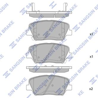 Колодки передні ELANTRA 11/ Cerato 12/ K3 12/ Azera 11/ Optima 11/ Sonata YF Hi-Q (SANGSIN) SP1545
